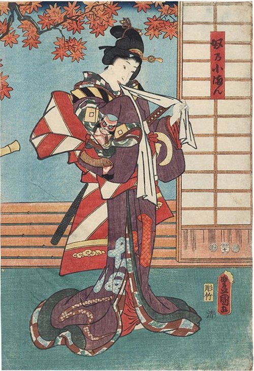 KUNISADA,
"Bijin with Kite Kimono"