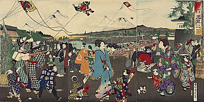 CHIKANOBU, Flying Kites at New Years