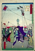 HIROSHIGE-III, "Bewilderment by a
Kite at Ryogoku Hirokoji Plaza"