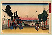 HIROSHIGE, "View of
Kasumigasek"i - Toto Meisho
