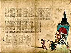 IIJIMA Kuga, "Three Boys and a
Kite at New Year's Day" (Surimono)