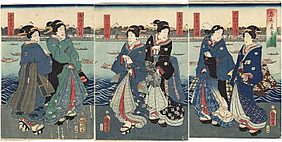 KUNIAKI, 'Beauties, Enjoying a Spring
                            Stroll'