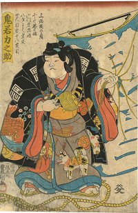 TOYOKUNI-III (Kunisada) , "Oniwaka
                            Rikinosuke holding a Kite"