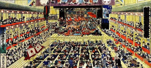 TOYOKUNI-III, Shibaraku at the Ichimura-za
                  Theater (1858)