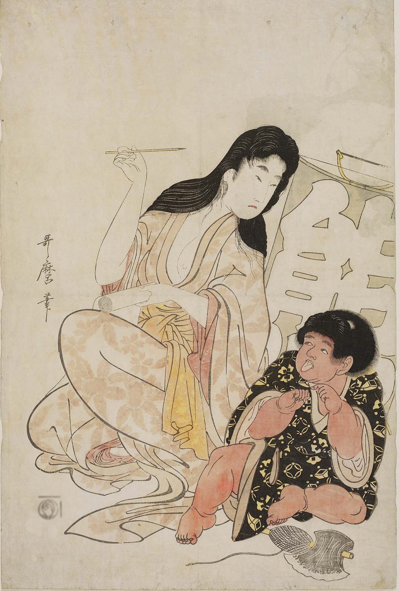UTAMARO,
        "Yamauba and Kintaro with a Kite"