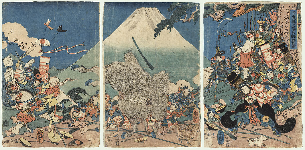 YOSHITSUYA,
        "Boys Reenacting Yoritomo's Hunt at Mt. Fuji"